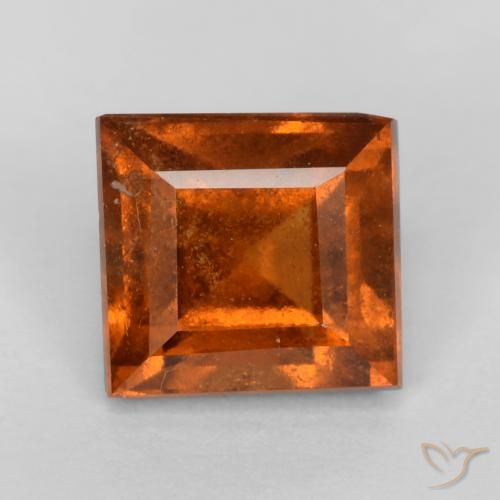1.43ct 자연스러운 딥 오렌지 헤소나이트 가넷, 정사각형, VS-SI