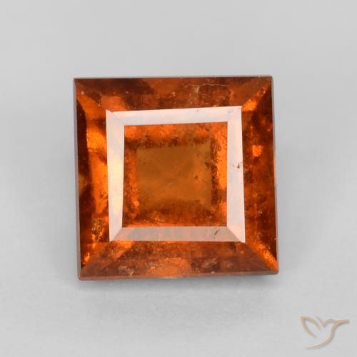 1.44ct 자연스러운 딥 오렌지 헤소나이트 가넷, 정사각형, VS-SI