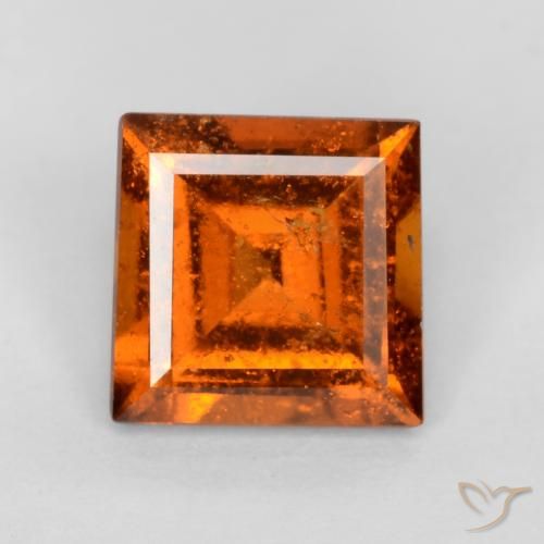 1.18ct 자연스러운 붉은 오렌지 헤소나이트 가넷, 정사각형, SI