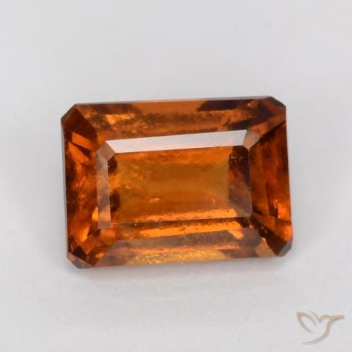 1.29ct 자연스러운 앰버 오렌지 헤소나이트 가넷, 에메랄드 컷, VS-SI