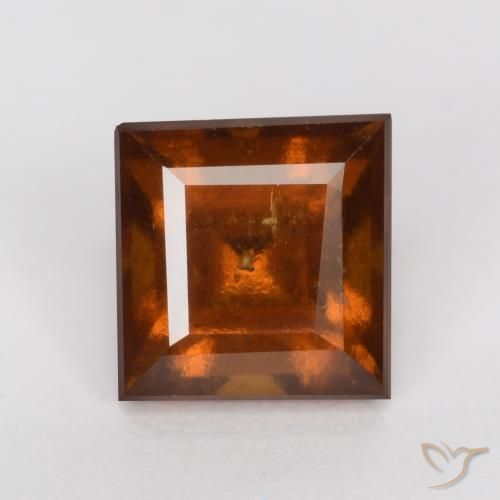 1.36ct 자연스러운 딥 오렌지 헤소나이트 가넷, 정사각형, VS