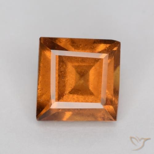 0.91ct 자연스러운 미디엄 다크 오렌지 헤소나이트 가넷, 정사각형, VS
