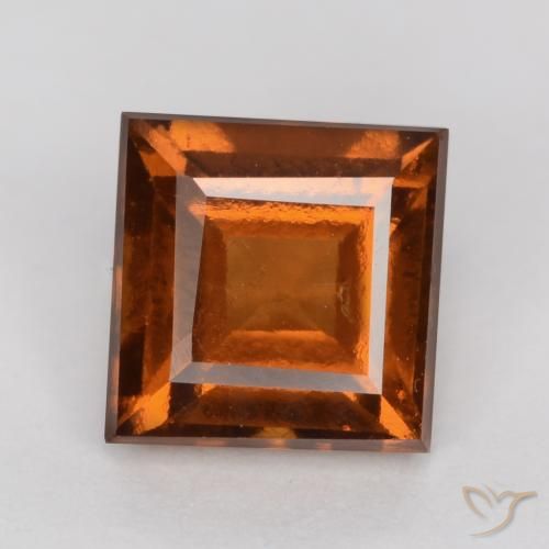 1.44ct 자연스러운 앰버 오렌지 헤소나이트 가넷, 정사각형, VS