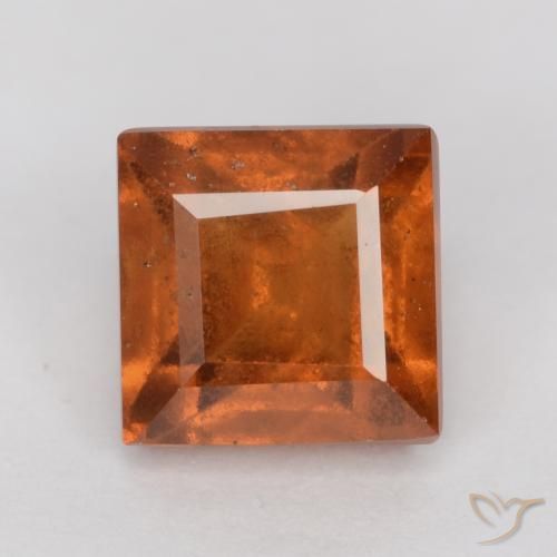 1.68ct 자연스러운 앰버 오렌지 헤소나이트 가넷, 정사각형, SI