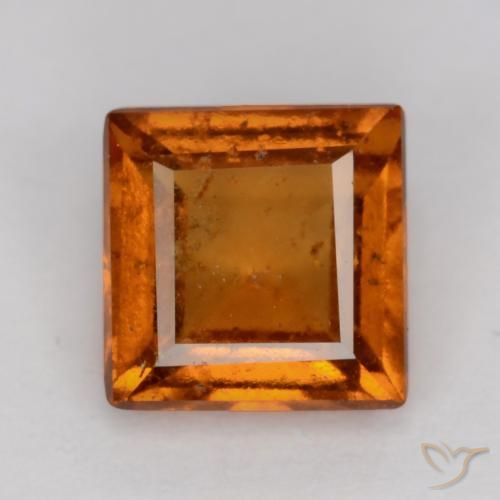 1.26ct 자연스러운 미디엄 다크 오렌지 헤소나이트 가넷, 정사각형, SI
