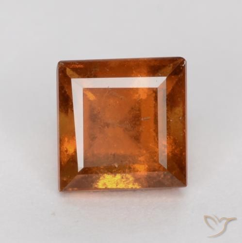 1.00ct 자연스러운 미디엄 다크 오렌지 헤소나이트 가넷, 정사각형, SI
