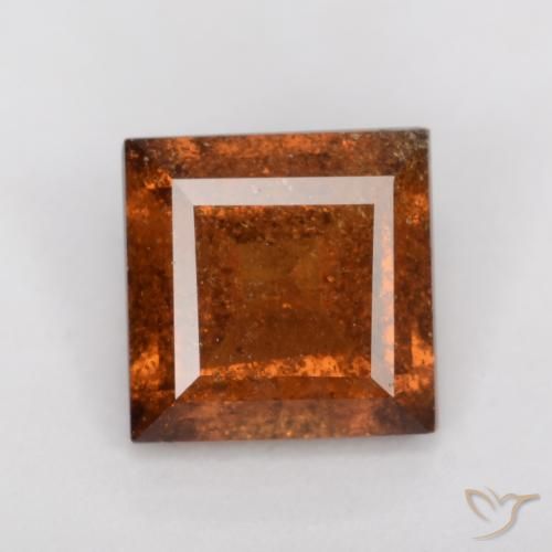 1.15ct 자연스러운 다크 오렌지 헤소나이트 가넷, 정사각형, SI