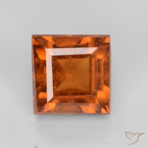 1.13ct 자연스러운 미디엄 다크 오렌지 헤소나이트 가넷, 정사각형, VS