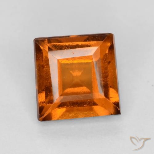 1.12ct 자연스러운 미디엄 다크 오렌지 헤소나이트 가넷, 정사각형, VS