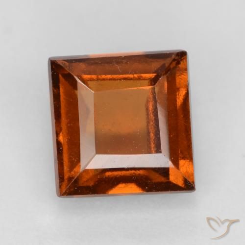1.32ct 자연스러운 딥 오렌지 헤소나이트 가넷, 정사각형, VS
