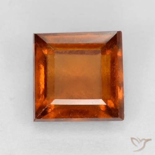 1.41ct 자연스러운 앰버 오렌지 헤소나이트 가넷, 정사각형, VS-SI