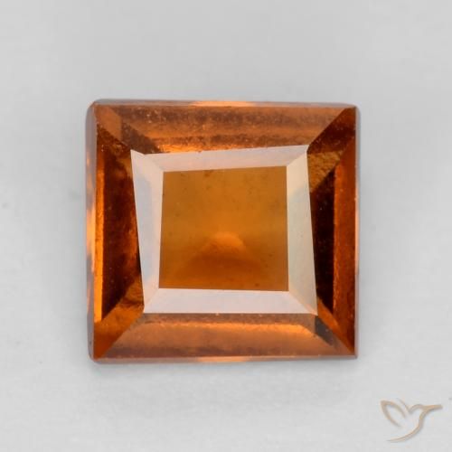 1.19ct 자연스러운 미디엄 다크 오렌지 헤소나이트 가넷, 정사각형, VS