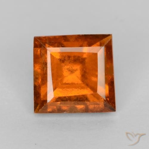 0.97ct 자연스러운 미디엄 다크 오렌지 헤소나이트 가넷, 정사각형, VS-SI