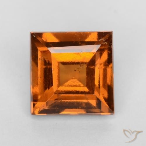 1.21ct 자연스러운 미디엄 다크 오렌지 헤소나이트 가넷, 정사각형, VS-SI