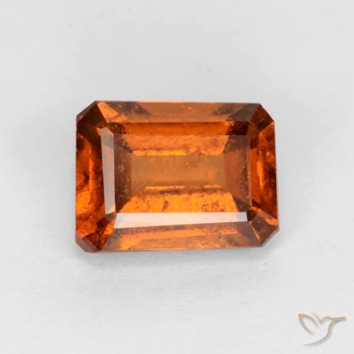 1.28ct 자연스러운 미디엄 다크 오렌지 헤소나이트 가넷, 에메랄드 컷, VS-SI