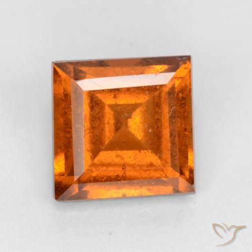 1.17ct 자연스러운 미디엄 다크 오렌지 헤소나이트 가넷, 정사각형, VS-SI