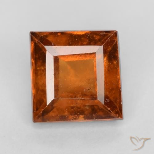 1.42ct 자연스러운 다크 오렌지 헤소나이트 가넷, 정사각형, VS-SI