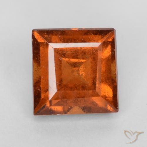 1.42ct 자연스러운 딥 오렌지 헤소나이트 가넷, 정사각형, VS-SI