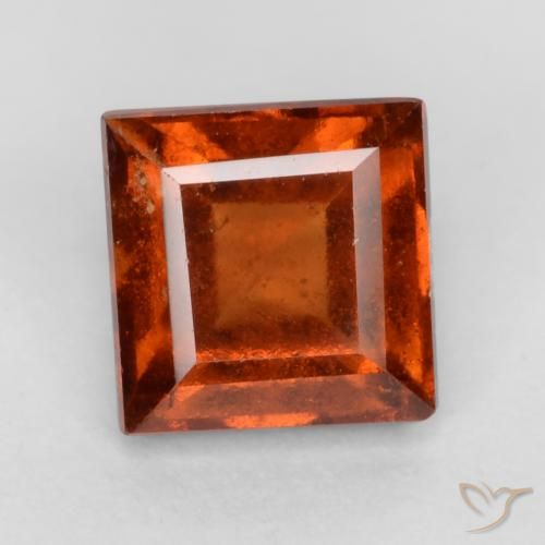 1.44ct 자연스러운 딥 오렌지 헤소나이트 가넷, 정사각형, VS-SI