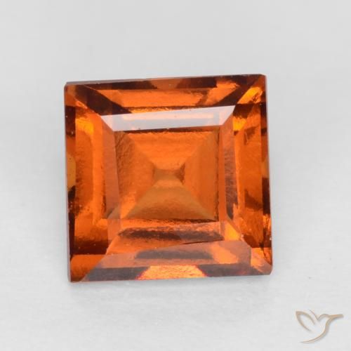 1.23ct 자연스러운 다크 오렌지 헤소나이트 가넷, 정사각형, VS
