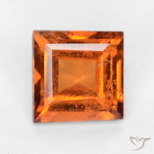 1.19ct 자연스러운 미디엄 다크 오렌지 헤소나이트 가넷, 정사각형, VS-SI