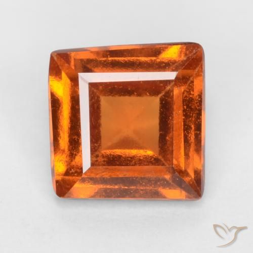 1.42ct 자연스러운 딥 오렌지 헤소나이트 가넷, 정사각형, VS