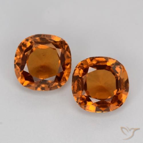 2.26캐럿 천연 미디엄 다크 오렌지 헤소나이트 가넷 보석, 쿠션 컷, 6.1×6.1 mm, VS