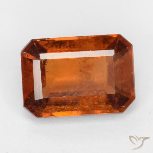 2.09ct 자연스러운 앰버 오렌지 헤소나이트 가넷, 에메랄드 컷, VS-SI