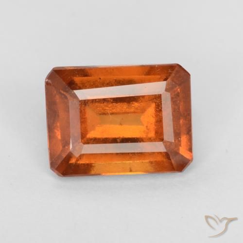 1.60ct 자연스러운 딥 오렌지 헤소나이트 가넷, 에메랄드 컷, VS
