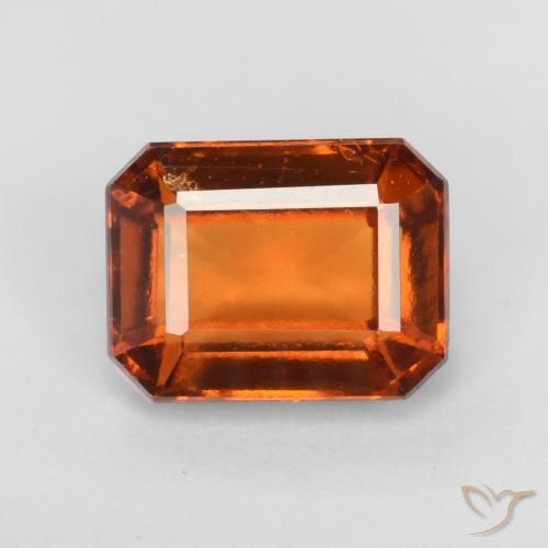 2.15ct 자연스러운 붉은 오렌지 헤소나이트 가넷, 에메랄드 컷, VS