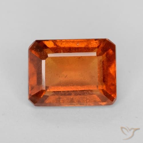 2.09ct 자연스러운 미디엄 오렌지 헤소나이트 가넷, 에메랄드 컷, VS-SI