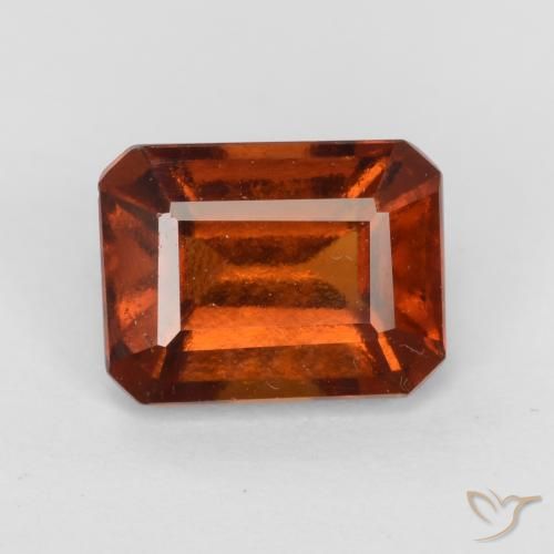 2.11ct 자연스러운 파이어 오렌지 헤소나이트 가넷, 에메랄드 컷, VS