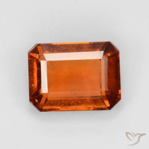 2.13ct 자연스러운 앰버 오렌지 헤소나이트 가넷, 에메랄드 컷, VS-SI