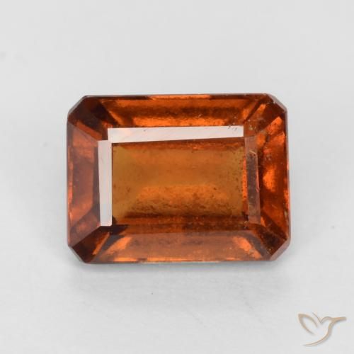 2.06ct 자연스러운 미디엄 다크 오렌지 헤소나이트 가넷, 에메랄드 컷, VS-SI
