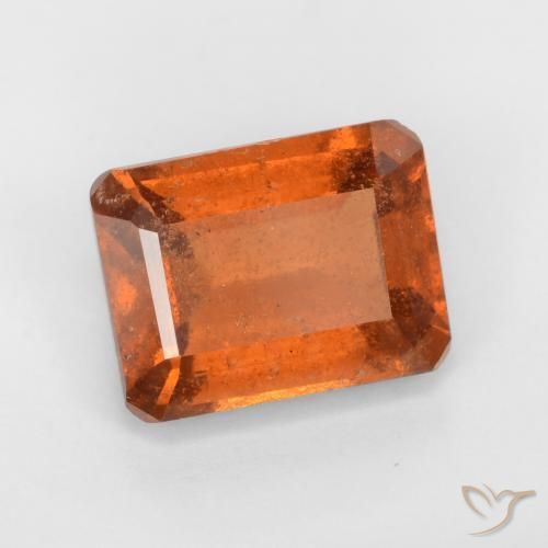 1.97ct 자연스러운 앰버 오렌지 헤소나이트 가넷, 에메랄드 컷, VS-SI