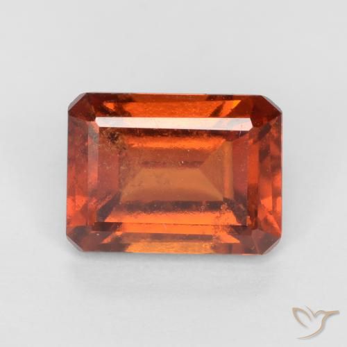 2.00ct 자연스러운 앰버 오렌지 헤소나이트 가넷, 에메랄드 컷, VS-SI