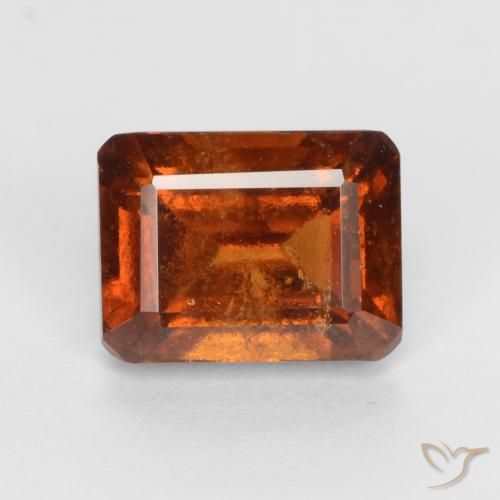 2.11ct 자연스러운 다크 오렌지 헤소나이트 가넷, 에메랄드 컷, VS-SI