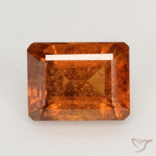 2.12ct 자연스러운 파이어 오렌지 헤소나이트 가넷, 에메랄드 컷, SI