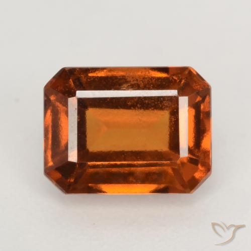 2.05ct 자연스러운 딥 오렌지 헤소나이트 가넷, 에메랄드 컷, VS