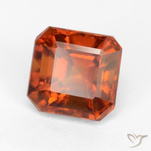 1.98ct 자연스러운 딥 오렌지 헤소나이트 가넷, 에메랄드 컷, VVS-VS