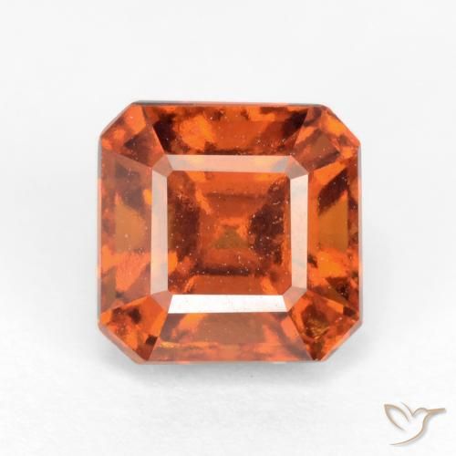2.06ct 자연스러운 미디엄 다크 오렌지 헤소나이트 가넷, 에메랄드 컷, VS