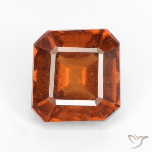2.18ct 자연스러운 미디엄 다크 오렌지 헤소나이트 가넷, 에메랄드 컷, VS-SI