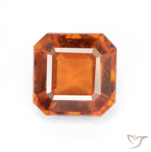 2.30ct 자연스러운 딥 오렌지 헤소나이트 가넷, 에메랄드 컷, VS