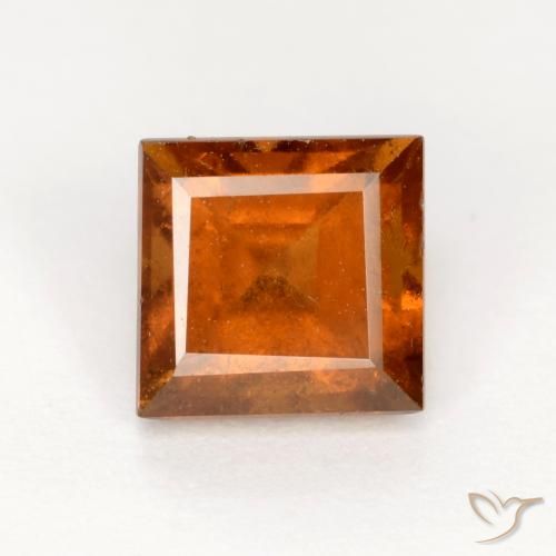 1.57ct 자연스러운 딥 오렌지 헤소나이트 가넷, 정사각형, SI