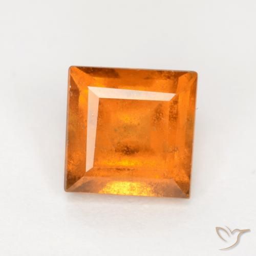 1.42ct 자연스러운 미디엄 오렌지 헤소나이트 가넷, 정사각형, SI