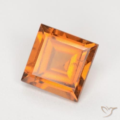 1.30ct 자연스러운 밝은 주황색 헤소나이트 가넷, 정사각형, SI