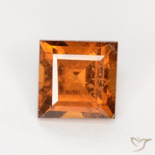 1.32ct 자연스러운 미디엄 다크 오렌지 헤소나이트 가넷, 정사각형, SI