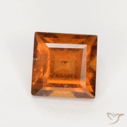 1.37ct 자연스러운 딥 오렌지 헤소나이트 가넷, 정사각형, SI