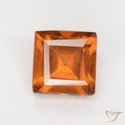 1.43ct 자연스러운 미디엄 다크 오렌지 헤소나이트 가넷, 정사각형, VS-SI