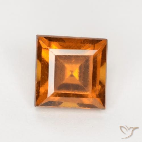 1.41ct 자연스러운 딥 오렌지 헤소나이트 가넷, 정사각형, VS-SI